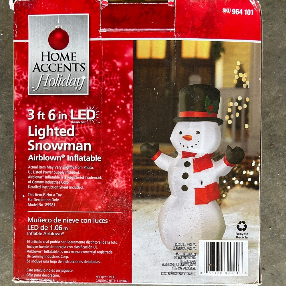 Home Accents Holiday Lighted Snowman Airblown Inflatable